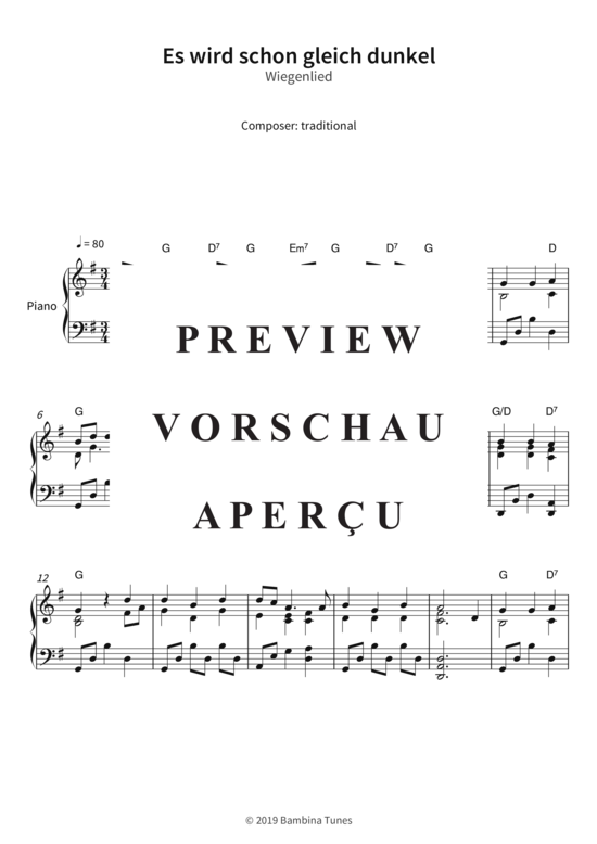 Product gallery: Page 4 of 5 Es wird schon gleich dunkel - Wiegenlied , , Piano Solo