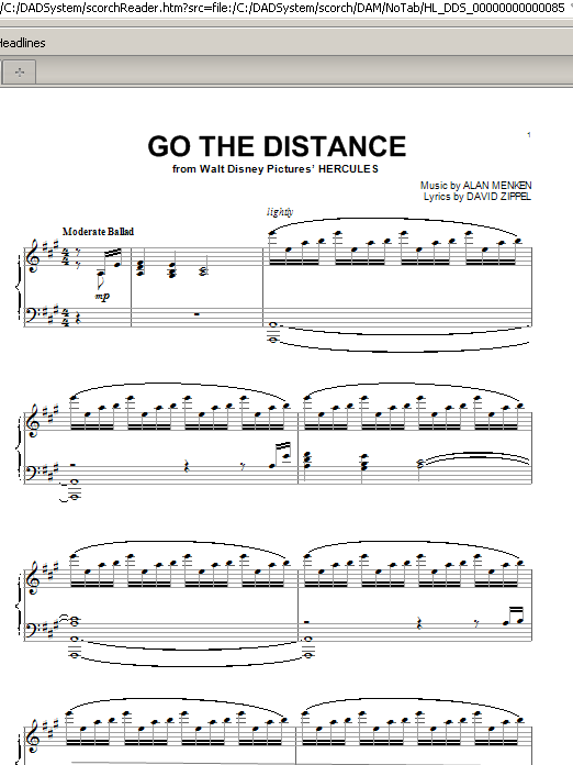 Product gallery: Page 1 of 1 Go The Distance (from Hercules), Alan Menken & David Zippel