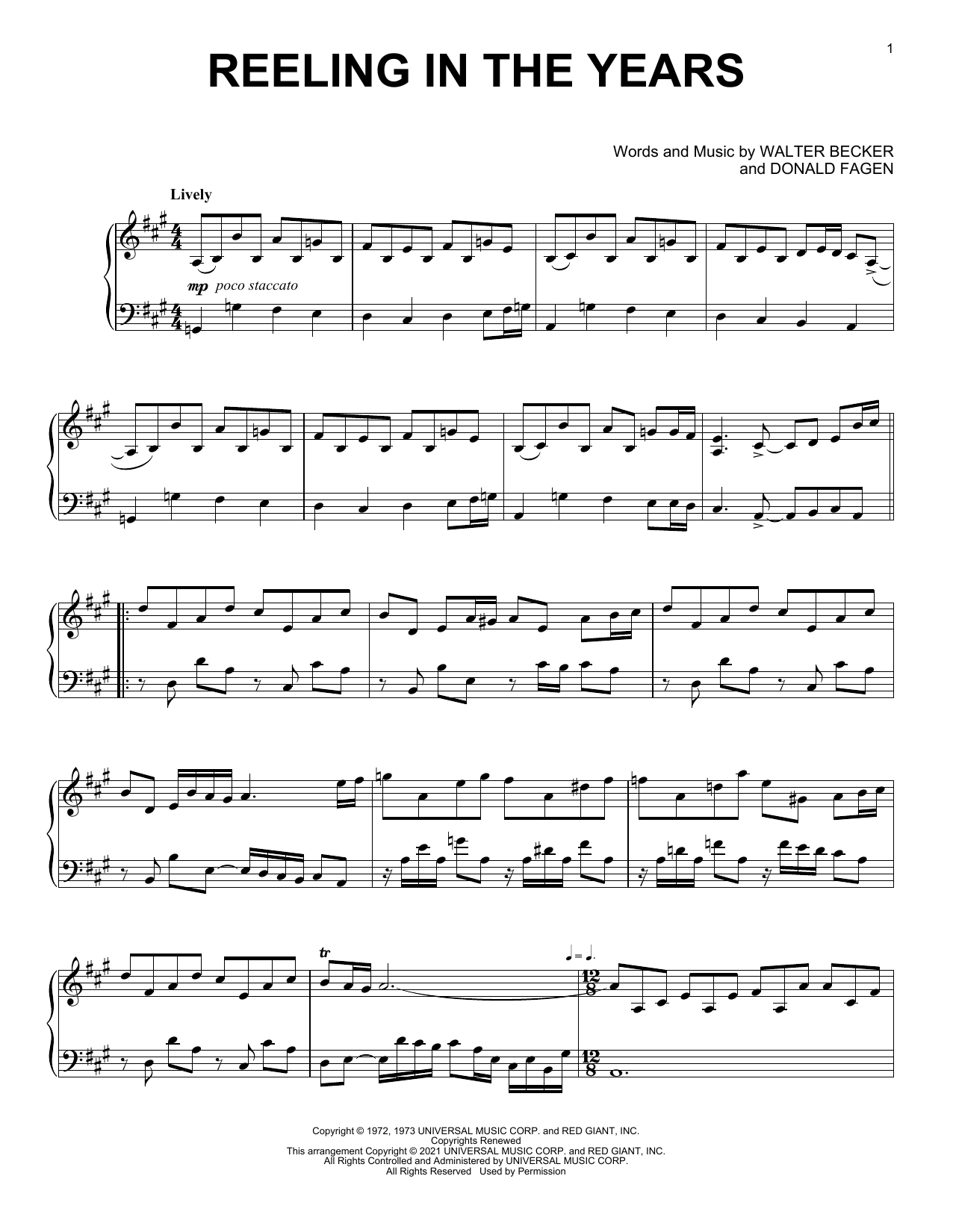 Product gallery: Page 1 of 1 Reeling In The Years [Classical version] (arr. David Pearl), Steely Dan