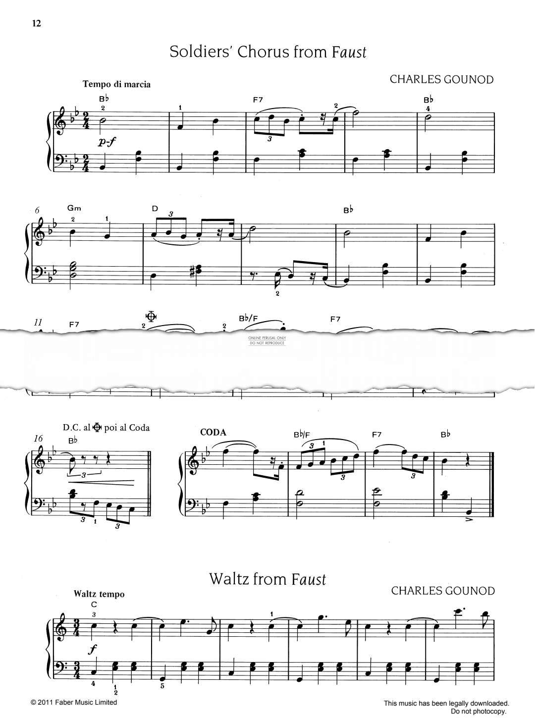 gallery: Soldier's Chorus (from 'Faust'), Charles Gounod, Klavier