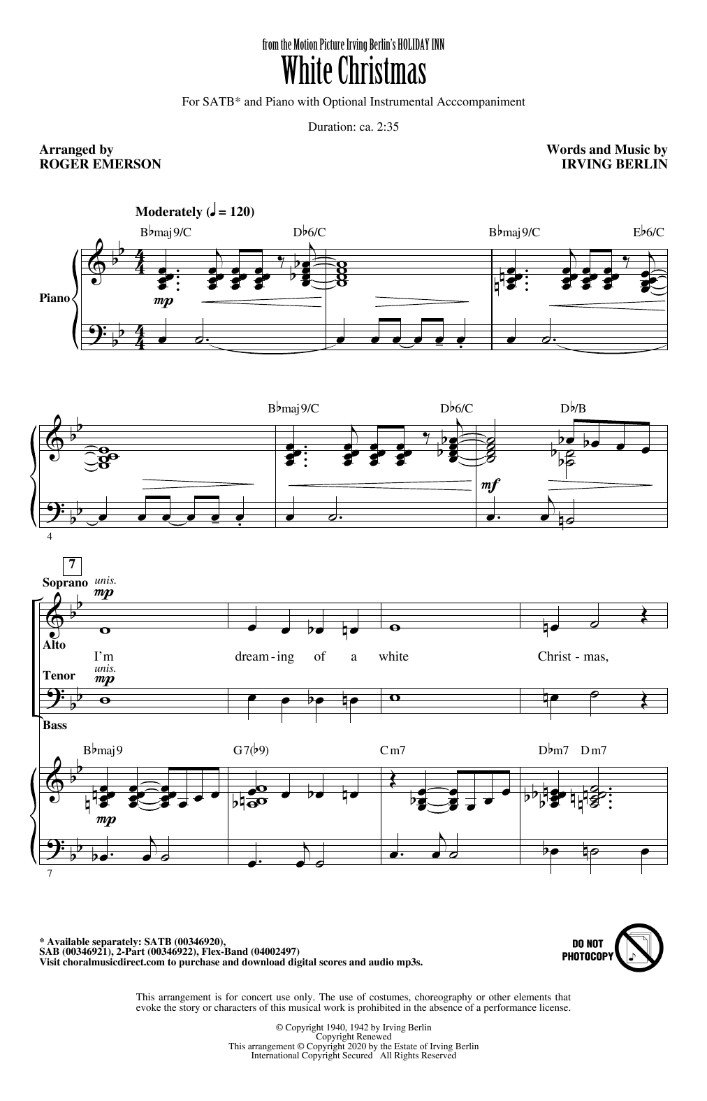 Produktbild zu: White Christmas (from Holiday Inn) (arr. Roger Emerson)