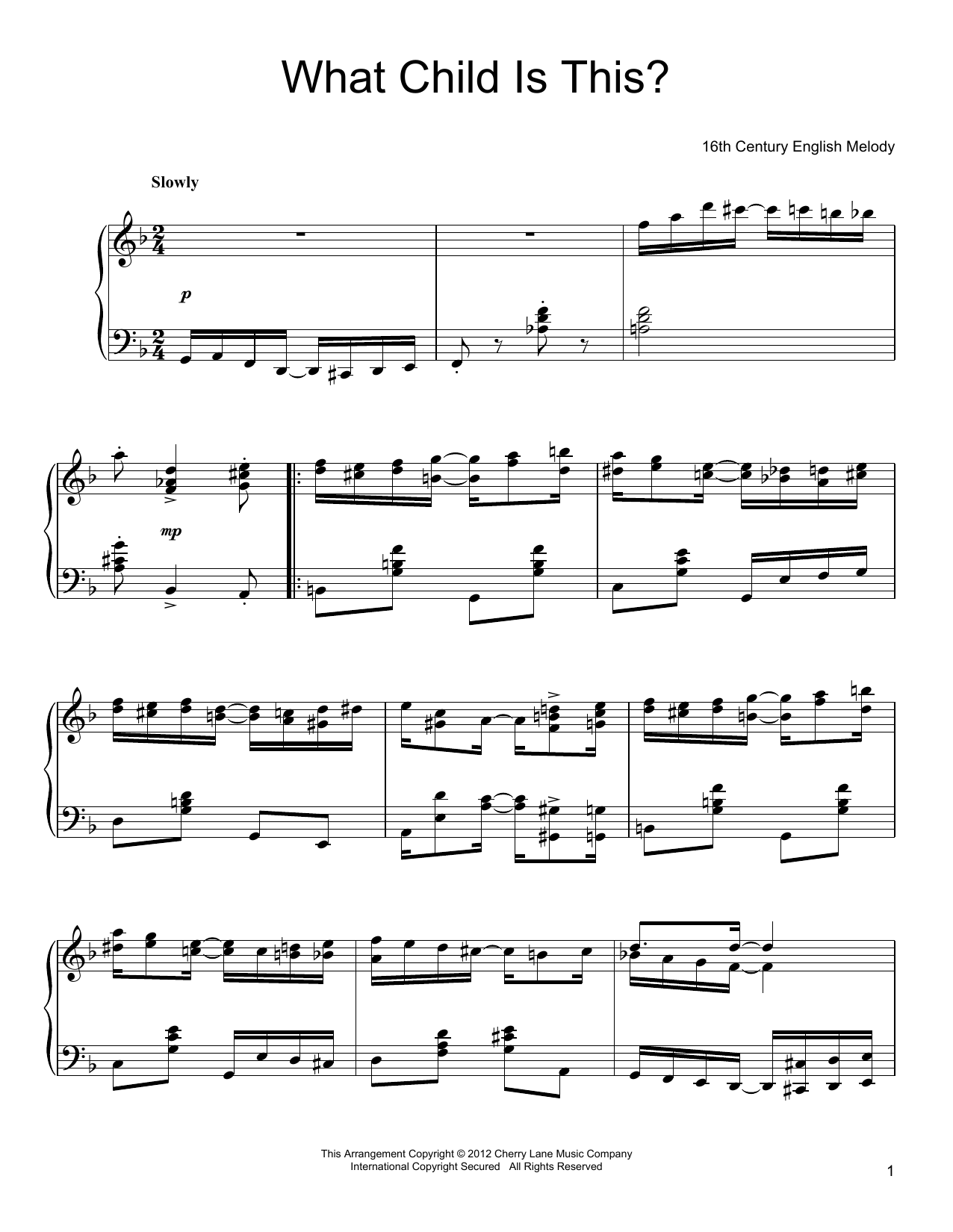 Product gallery: Page 1 of 1 What Child Is This? [Ragtime version], 16th Century English Melody