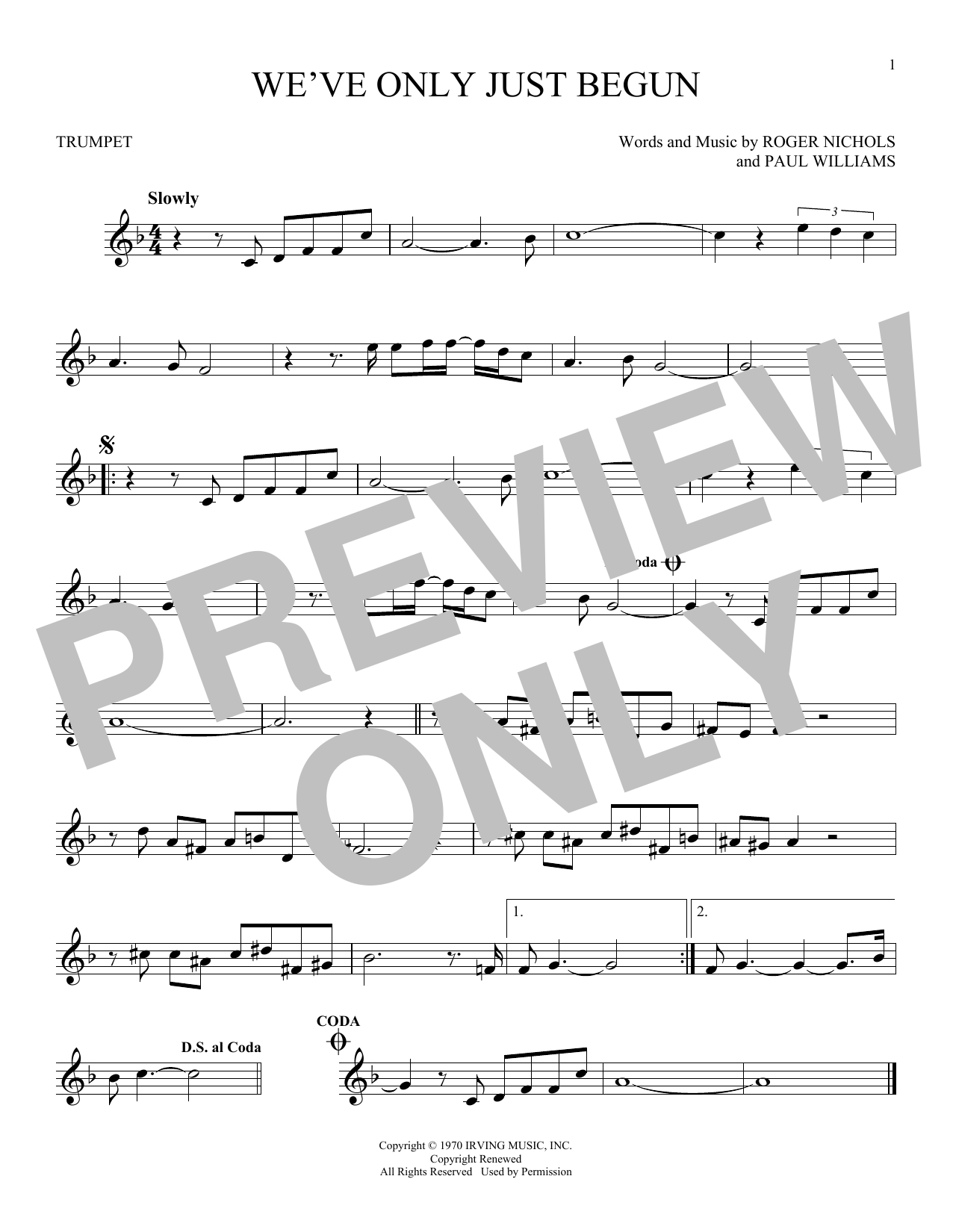 Produktgalerie: Seite 1 von 1 We've Only Just Begun, Carpenters, Trompete