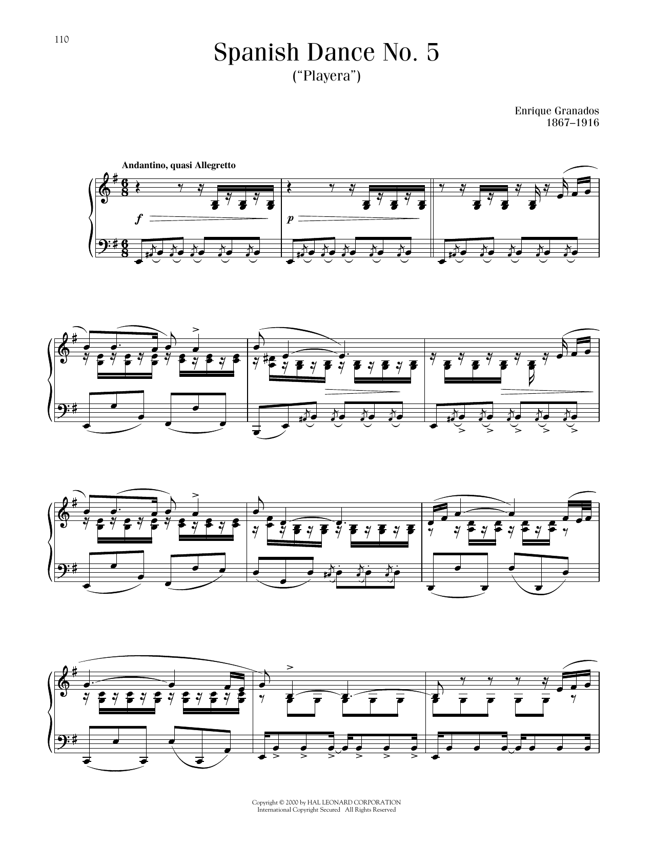 Produktbild zu: Playera, Op. 5, No. 5