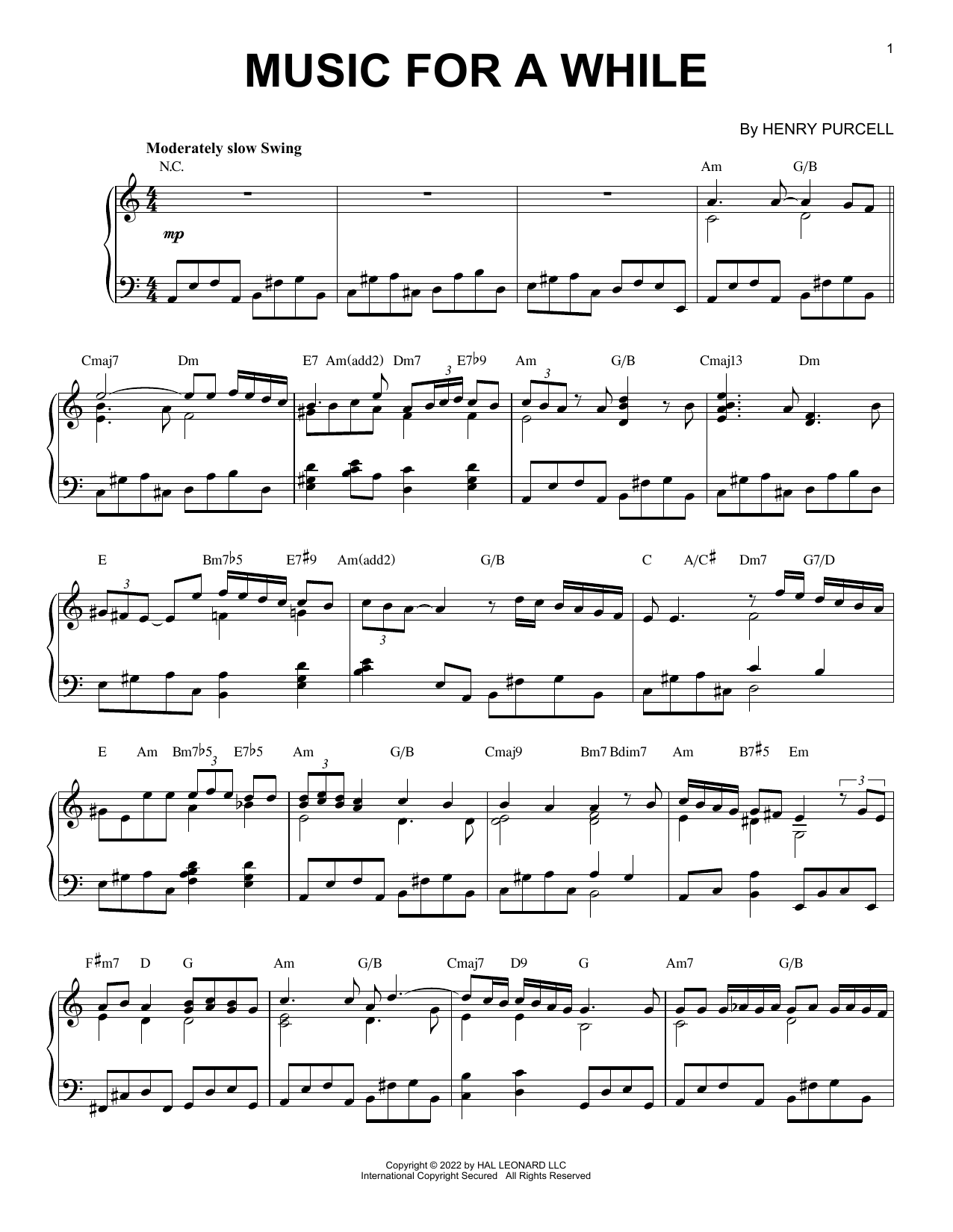 Produktbild zu: Music For A While [Jazz version] (arr. Brent Edstrom)