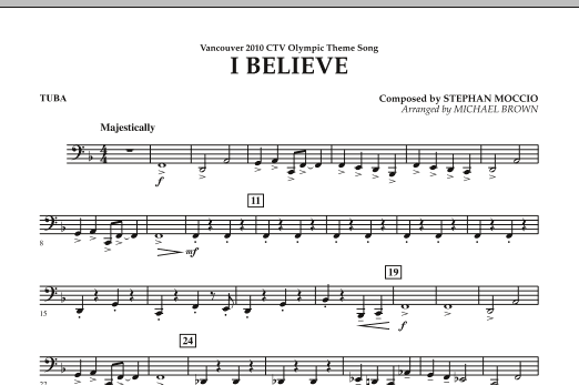 Produktbild zu: I Believe (Vancouver 2010 CTV Olympic Theme Song) - Tuba