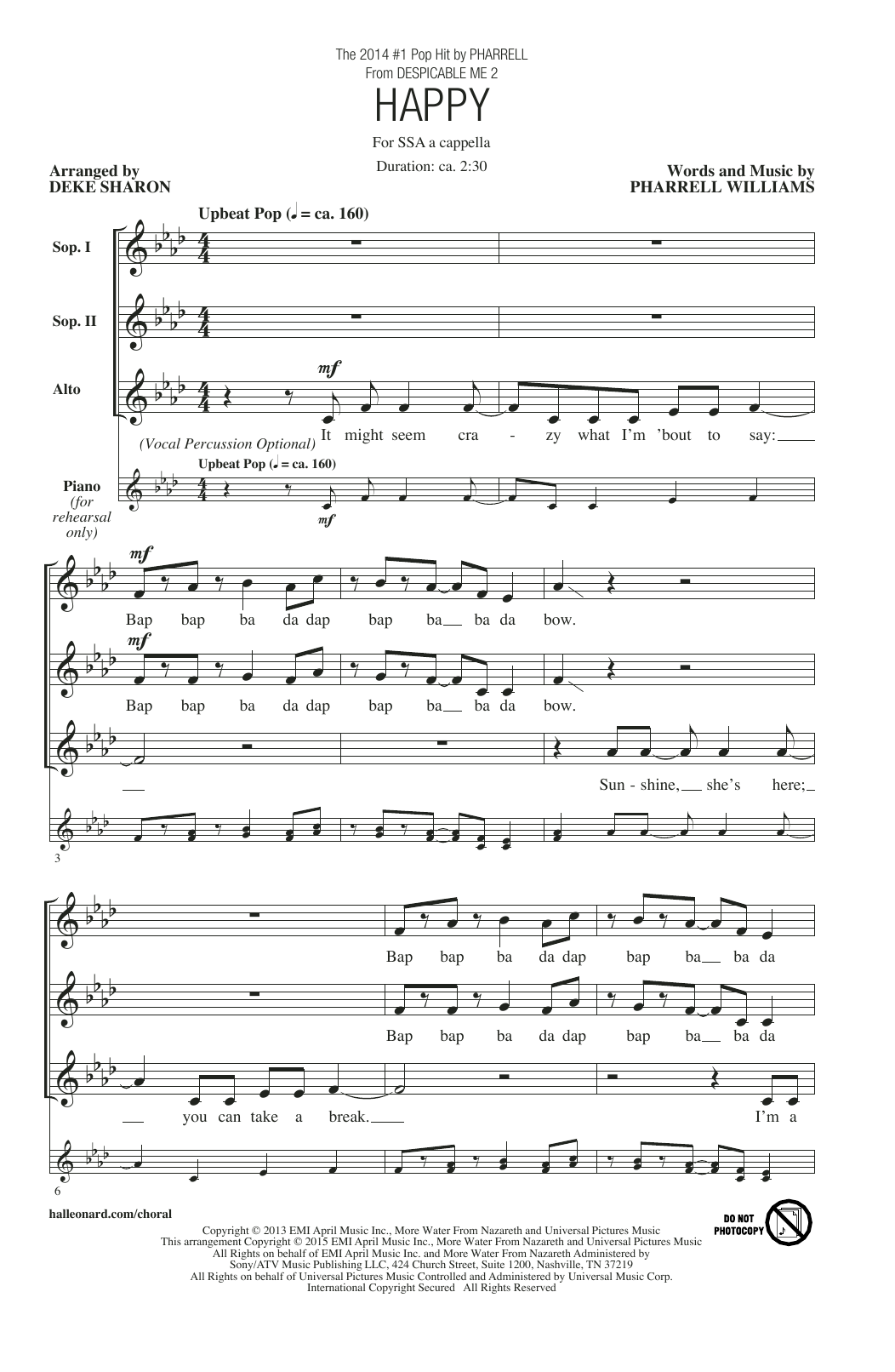 Product gallery: Page 1 of 1 Happy (arr. Deke Sharon), Pharrell Williams