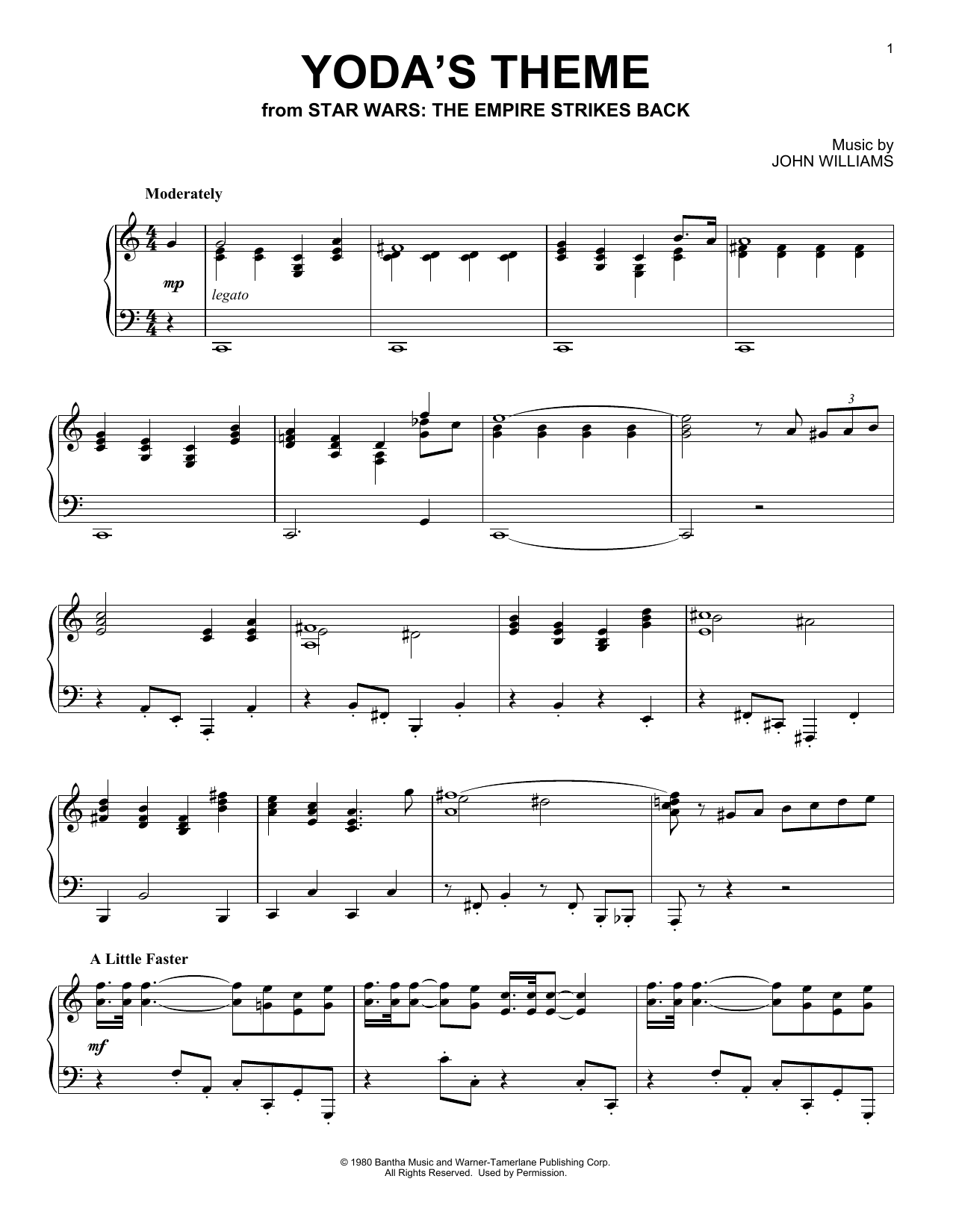 Produktbild zu: Yoda's Theme (from Star Wars: The Empire Strikes Back)
