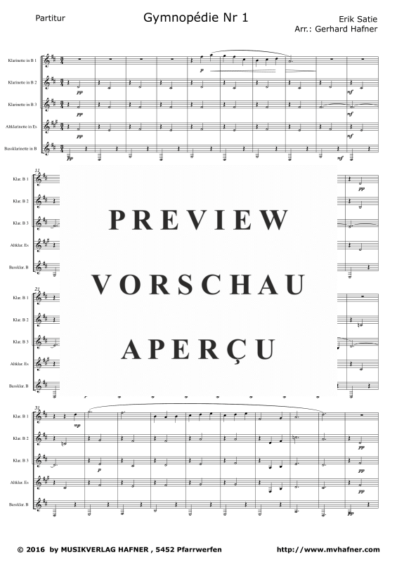 Product gallery: Page 5 of 11 Gymnopedie No. 1, , (Clarinet Quintet)