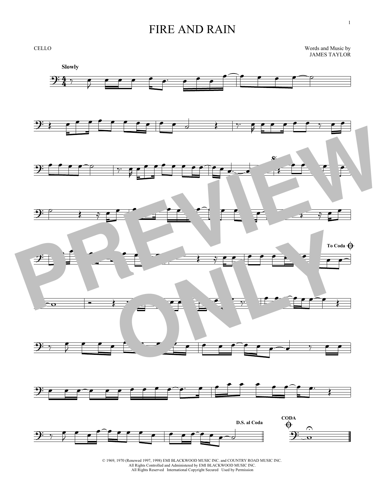 Produktgalerie: Seite 1 von 1 Fire And Rain, James Taylor, Violoncello