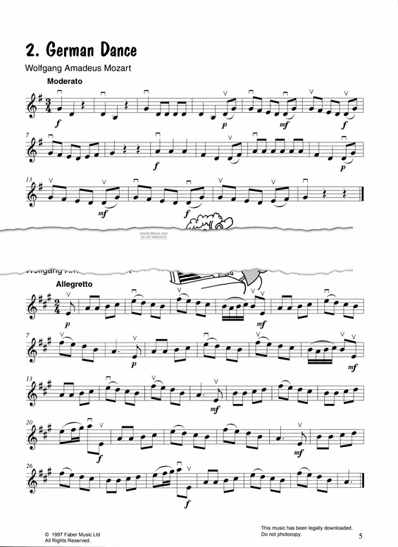 Produktgalerie: Seite 1 von 1 German Dance/Rondo Theme, Wolfgang Amadeus Mozart, Klavier, Violine