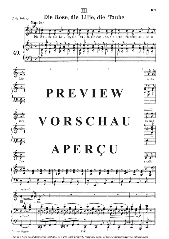 Product picture to: Die Rose, die Lilie, die Taube, Op.48 No.3Robert Schumann