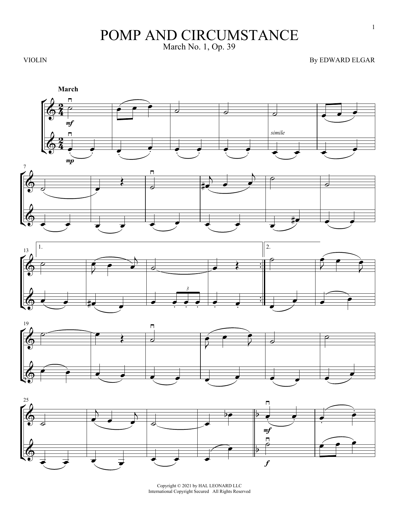 Product gallery: Page 1 of 1 Pomp And Circumstance, March No. 1, Op. 39, Edward Elgar