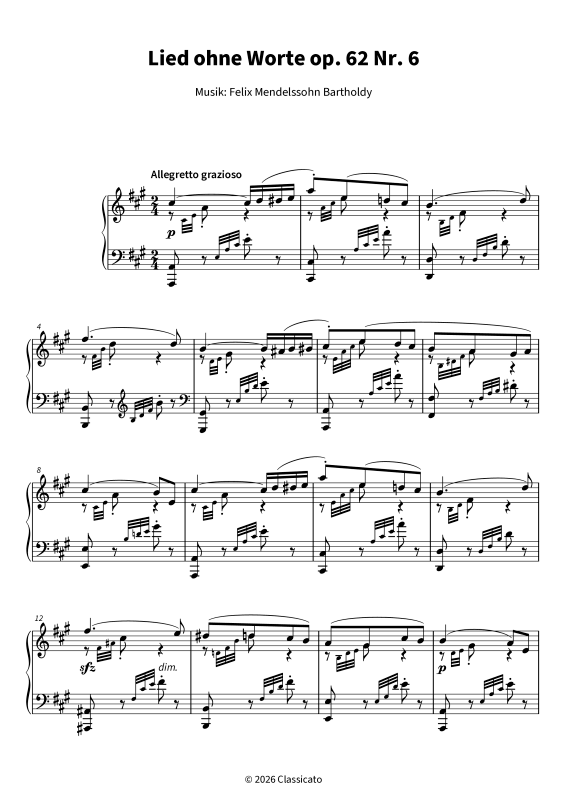 Product picture to: Lied ohne Worte op. 62 Nr. 6Felix Mendelssohn Bartholdy