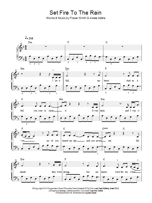 Produktgalerie: Seite 1 von 1 Set Fire To The Rain, Adele, Klavier