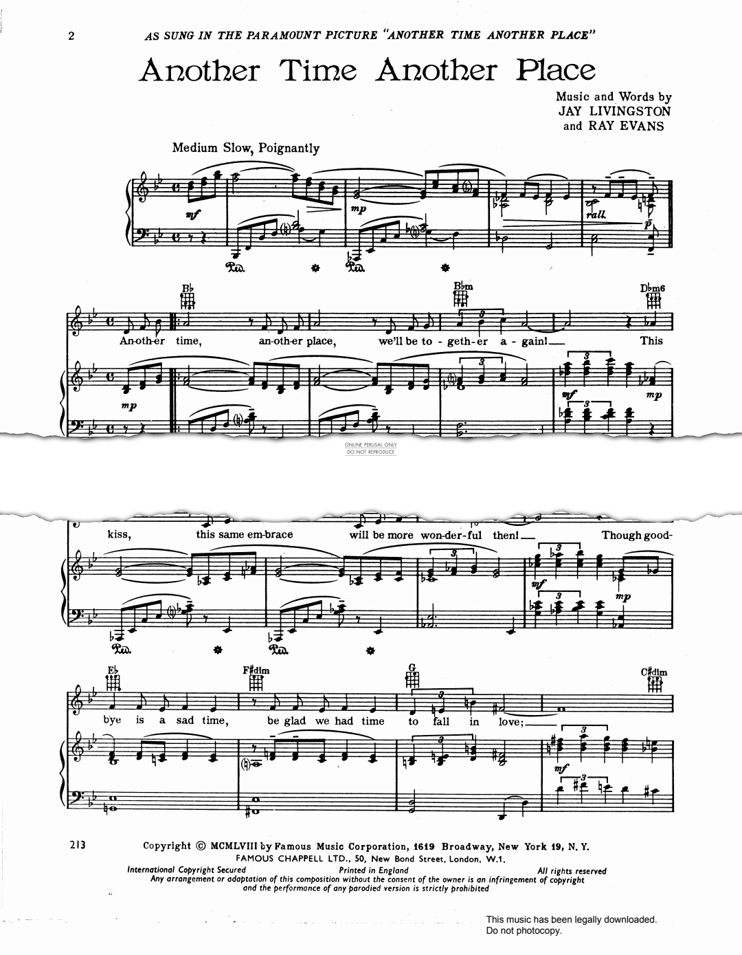 Product gallery: Page 1 of 1 Another Time, Another Place, Jay Livingston