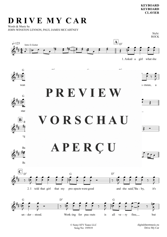 Product gallery: Page 2 of 4 Drive My Car, Beatles, The, Keyboard