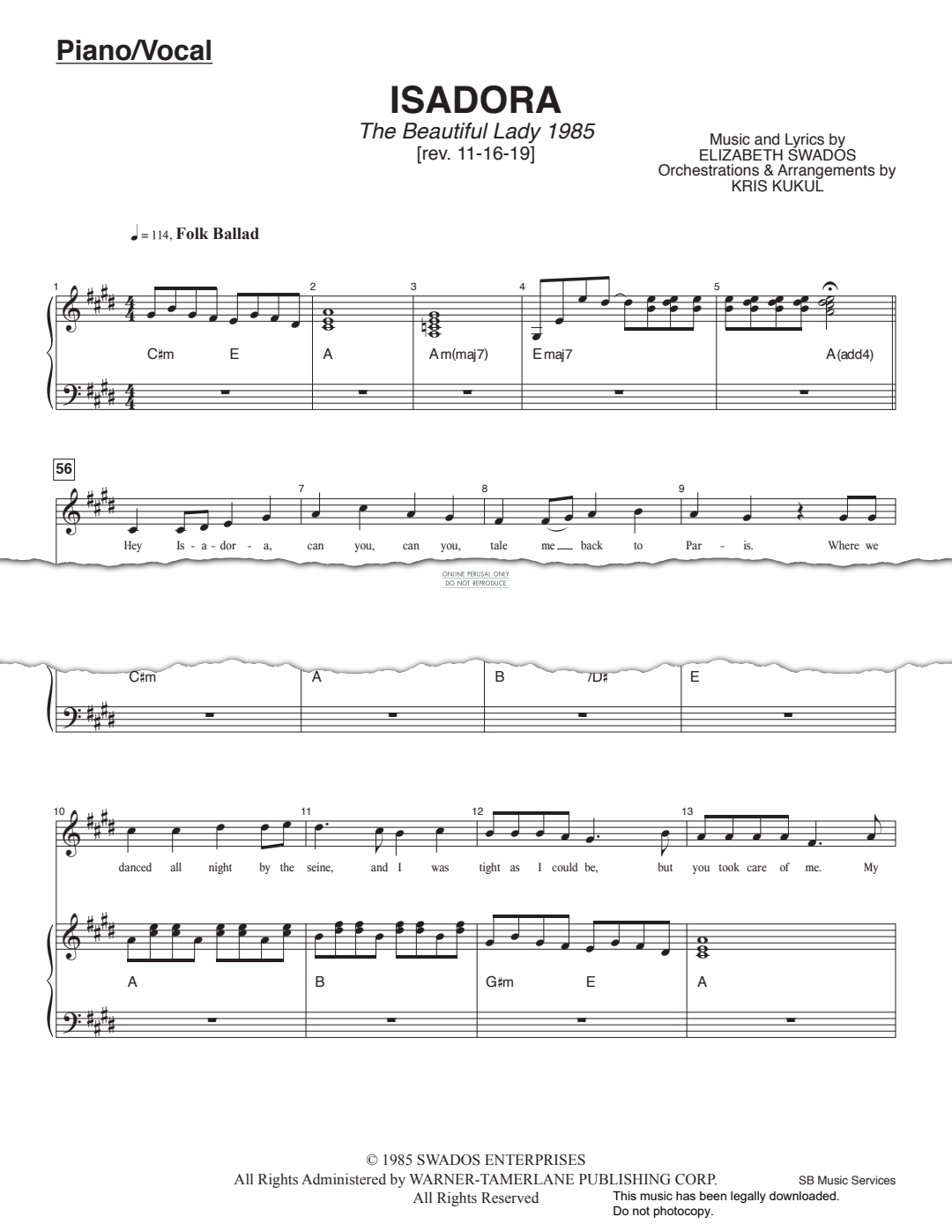 Produktgalerie: Seite 1 von 1 Isadora (from 'The Beautiful Lady'), Elizabeth Swados, Gesang, Klavier