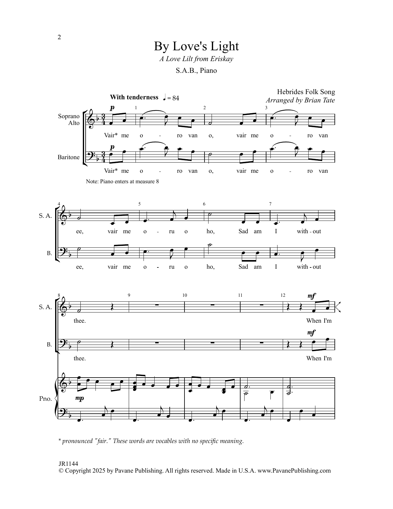 Product picture to: By Love's Light (arr. Brian Tate)