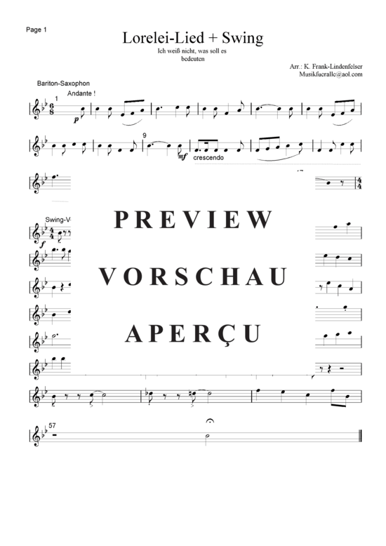 Produktgalerie: Seite 21 von 21 Lorelei-Lied + Swing , , (Blechbläser Quintett - Flexible Besetzung + Schlagzeug)