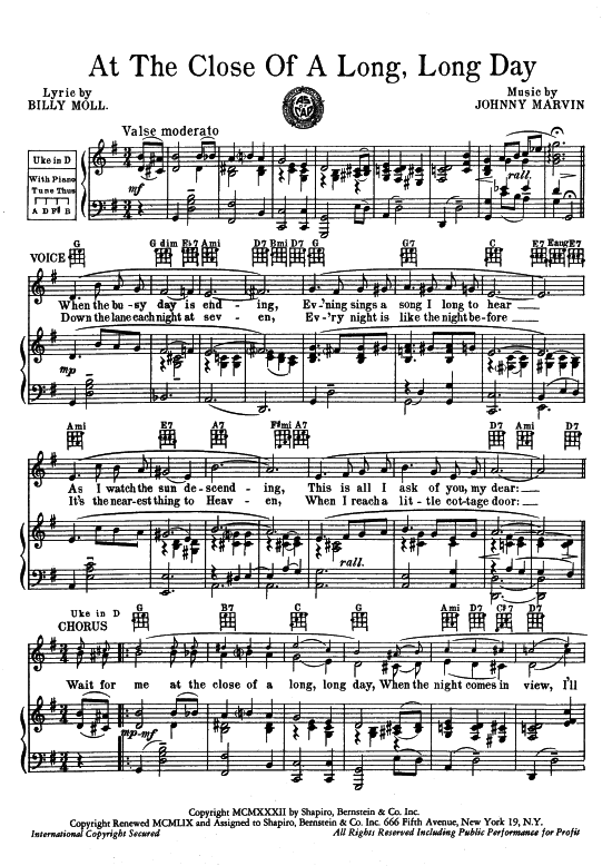 Produktbild zu: At The Close Of A Long, Long Day  Johnny Marvin 