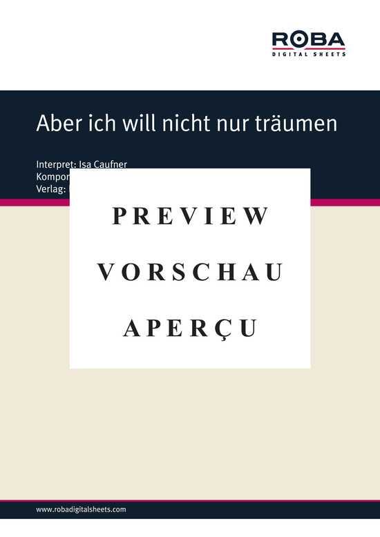 Product gallery: Page 2 of 4 Aber ich will nicht nur träumen , Caufner, Isa, (Piano solo with underlaid text)