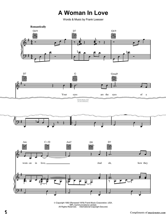 Produktgalerie: Seite 1 von 1 A Woman In Love, Frank Loesser, Gesang, Gitarre, Klavier