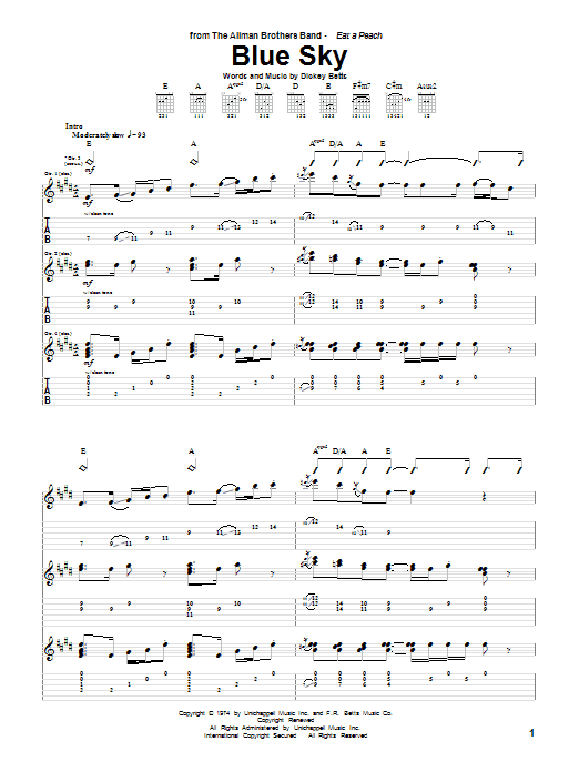 Product gallery: Page 1 of 1 Blue Sky, Allman Brothers Band