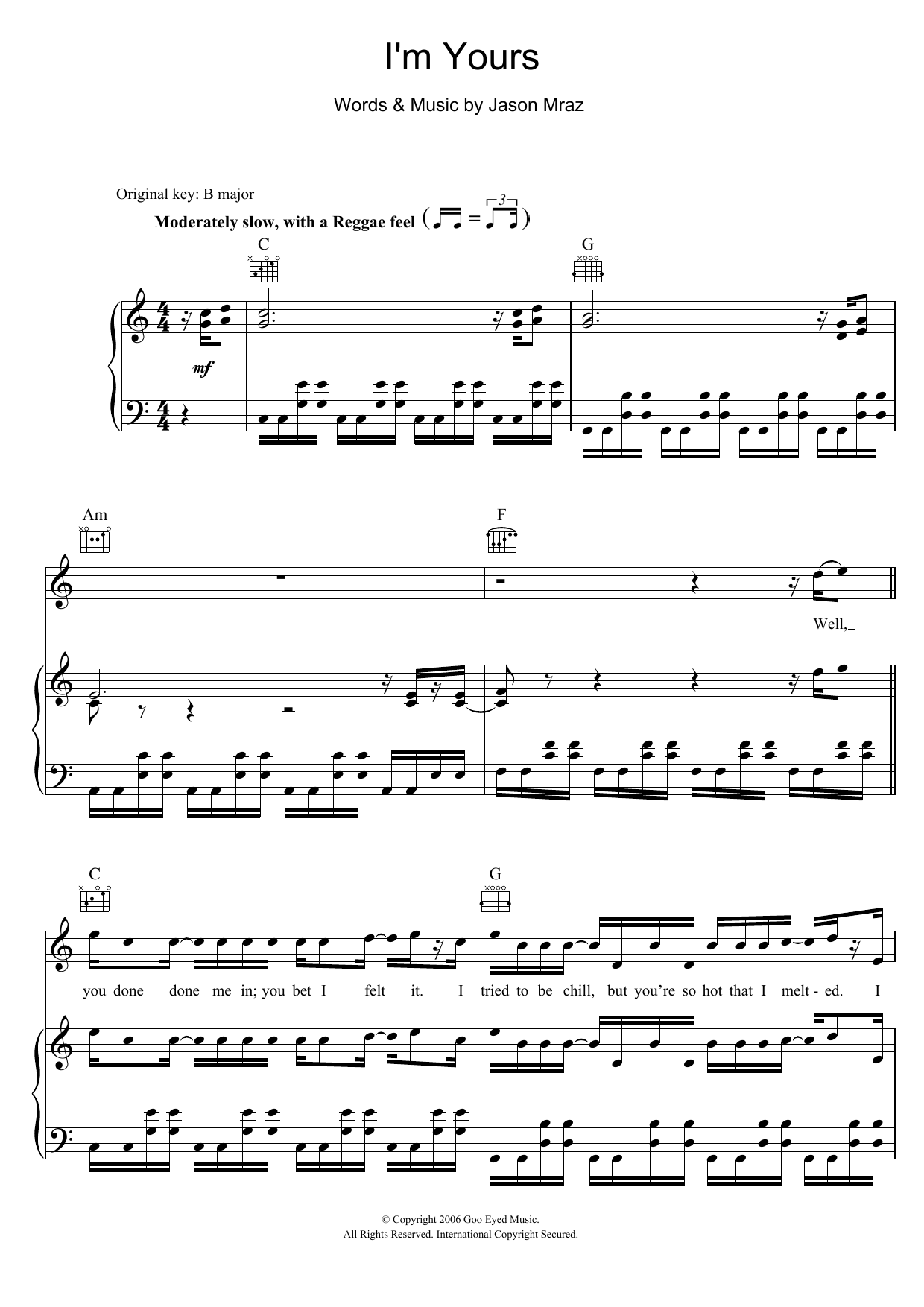 Produktgalerie: Seite 1 von 1 I'm Yours, Jason Mraz, Gesang, Gitarre, Klavier