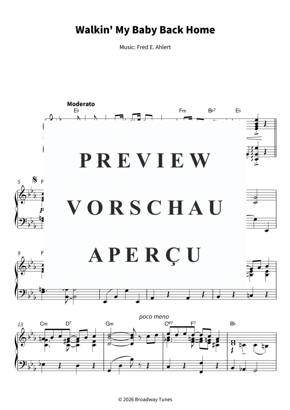 Produktgalerie: Seite 5 von 7 Walkin´ My Baby Back Home - Tin Pan Alley Classic - Playable Piano Arrangement in Eb Major, , Klavier Solo