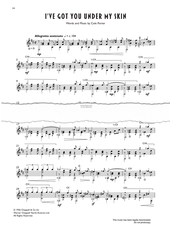 Produktgalerie: Seite 1 von 1 I've Got You Under My Skin, Cole Porter, Gitarre