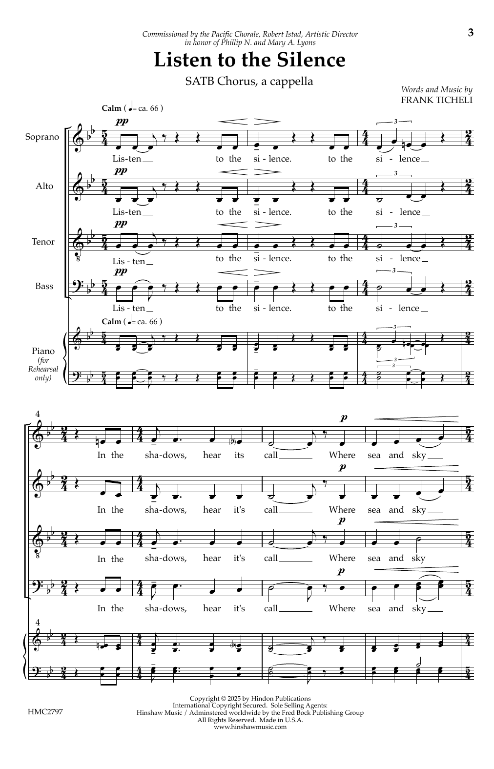 Product picture to:  Listen to the silence - Frank Ticheli