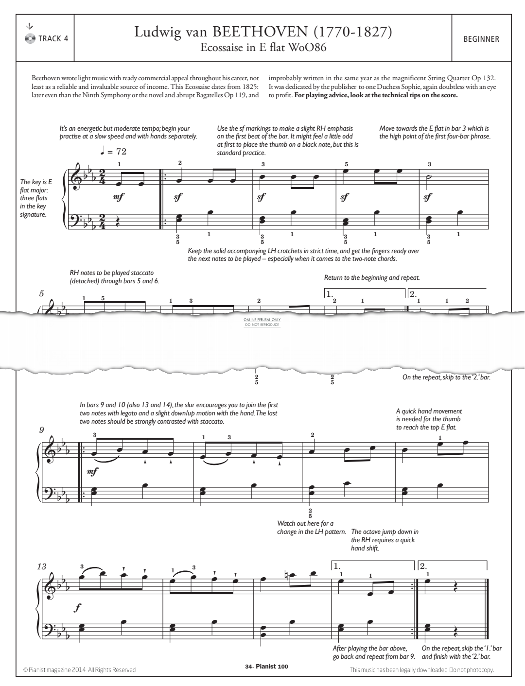 Product gallery: Page 1 of 1 Ecossaise in E Flat Wo086, Ludwig van Beethoven