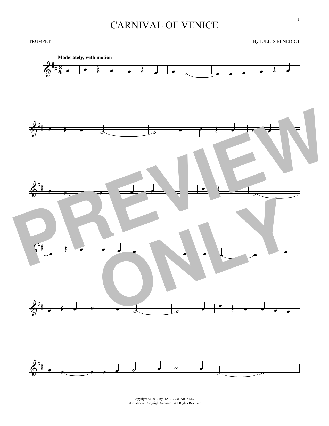 Produktgalerie: Seite 1 von 1 Carnival Of Venice, Julius Benedict, Trompete