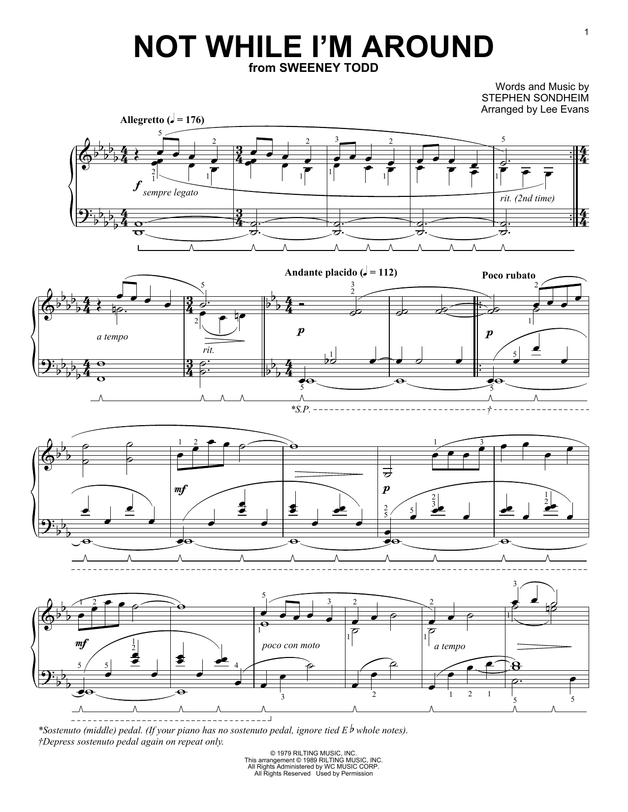 Produktbild zu: Not While I'm Around (from Sweeney Todd) (arr. Lee Evans)