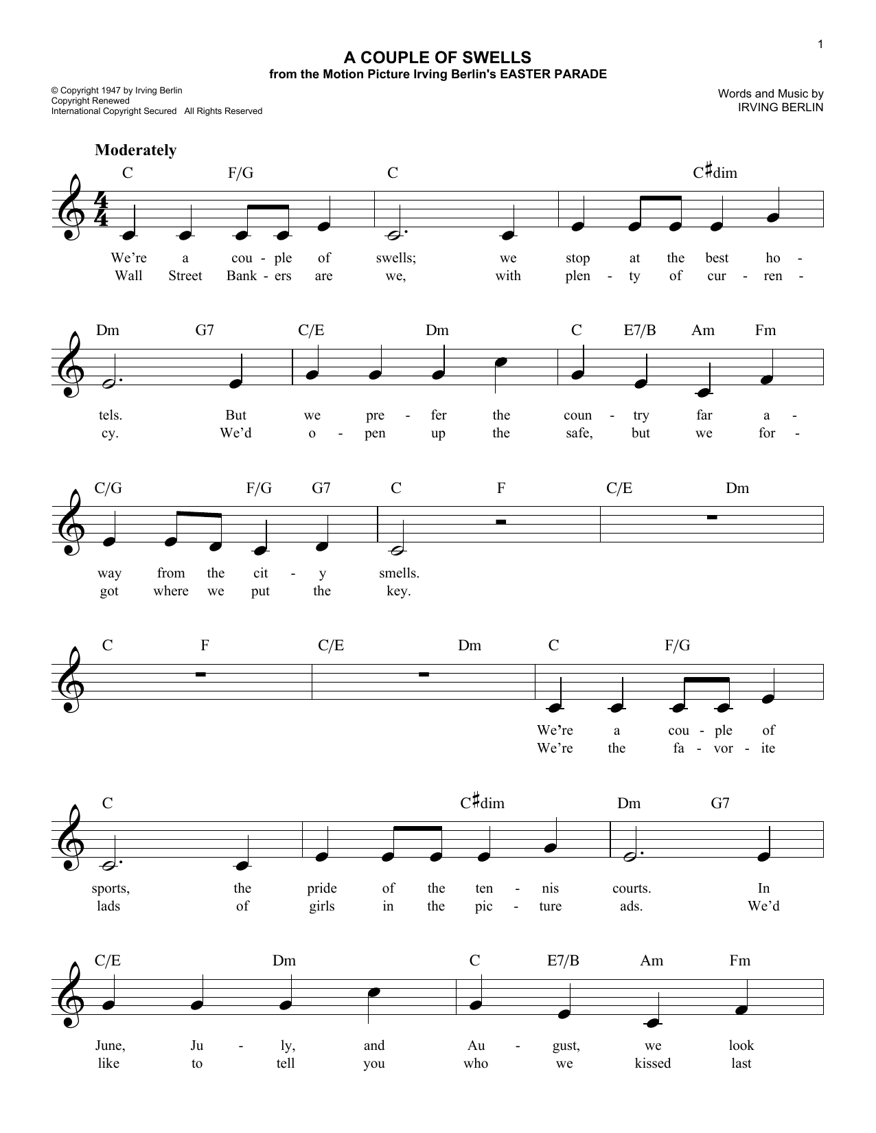 Produktgalerie: Seite 1 von 1 A Couple Of Swells, Irving Berlin