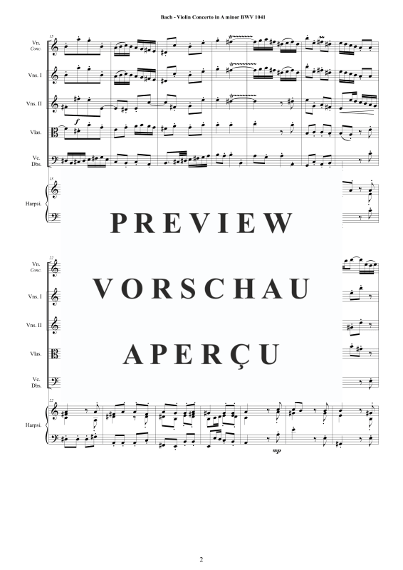 Product gallery: Page 3 of 11 Violin Concerto in A minor BWV 1041, , Mixed Ensemble: Violin, Strings and Harpsichord Bc