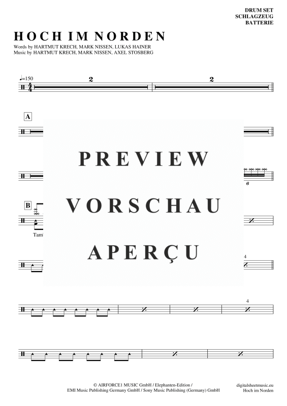 Product gallery: Page 2 of 5 Hoch Im Norden, Santiano, (Drums)