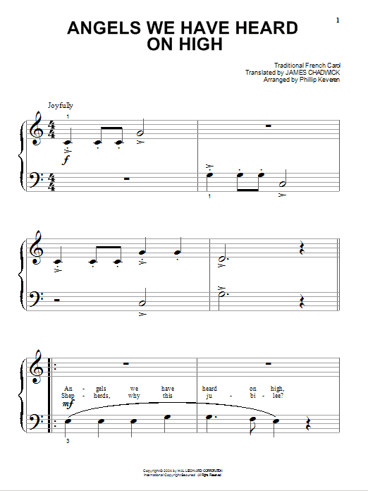 Produktgalerie: Seite 1 von 1 Angels We Have Heard On High (arr. Phillip Keveren), Traditional French Carol, Klavier