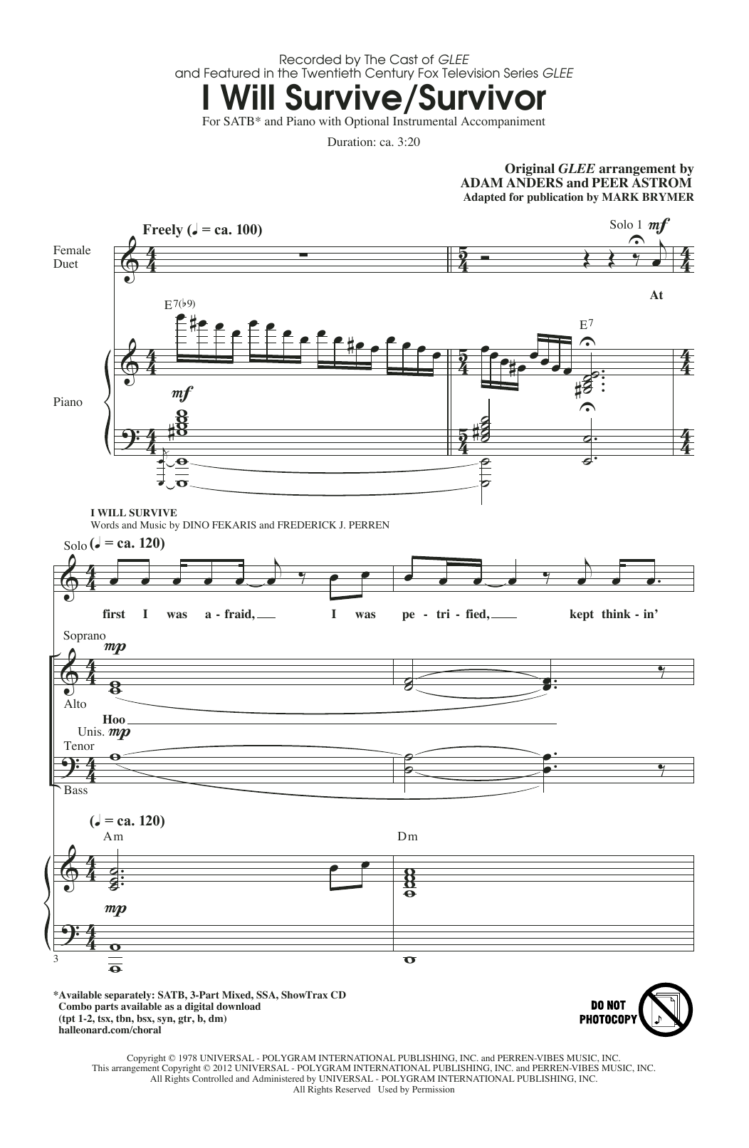 Product picture to: I Will Survive/Survivor (arr. Mark Brymer)