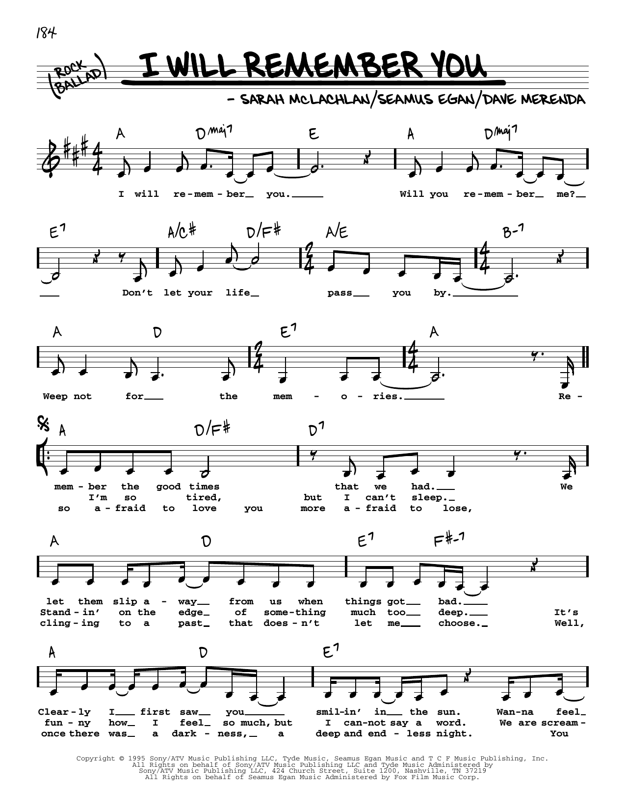 Produktbild zu:  I Will Remember You - Sarah McLachlan