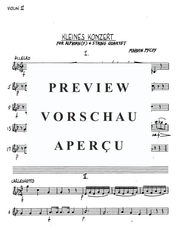 Produktgalerie: Seite 7 von 11 Kleines Konzert, , Alphorn in F und Streicher Quartett - Einzelstimmen