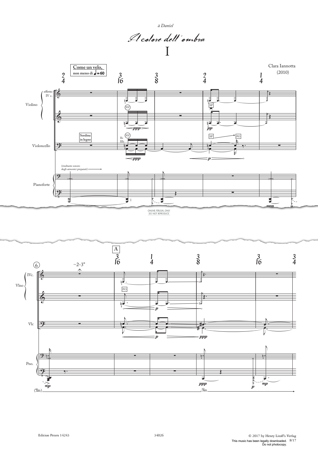 Produktgalerie: Seite 1 von 1 Il Colore dell'ombra, Clara Iannotta, Klavier, Violine, Violoncello