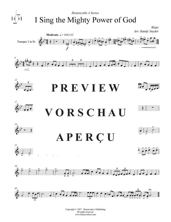 Produktgalerie: Seite 7 von 9 I Sing the Mighty Power of God, , (2xTrompete in B, Horn in F, Posaune)