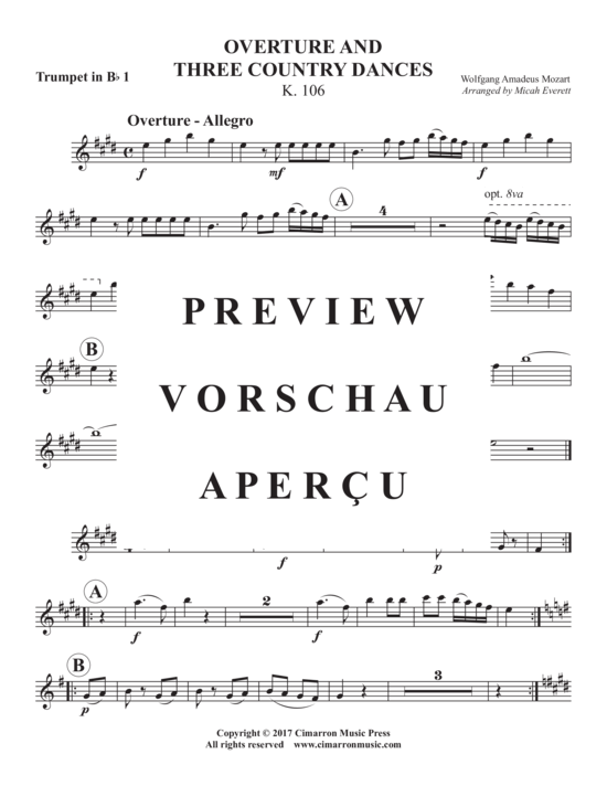 Produktgalerie: Seite 10 von 19 Overture and Three Country Dances, K. 106 , , (Blechbläserquintett)