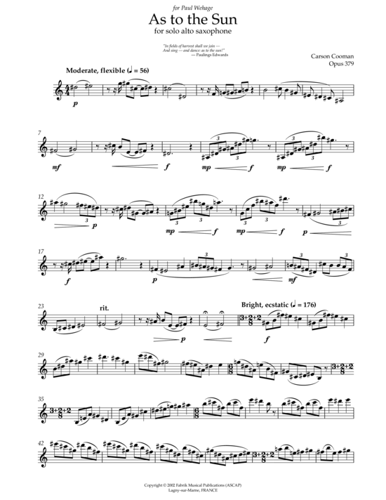 Product picture to: As To The Sun Carson P. Cooman