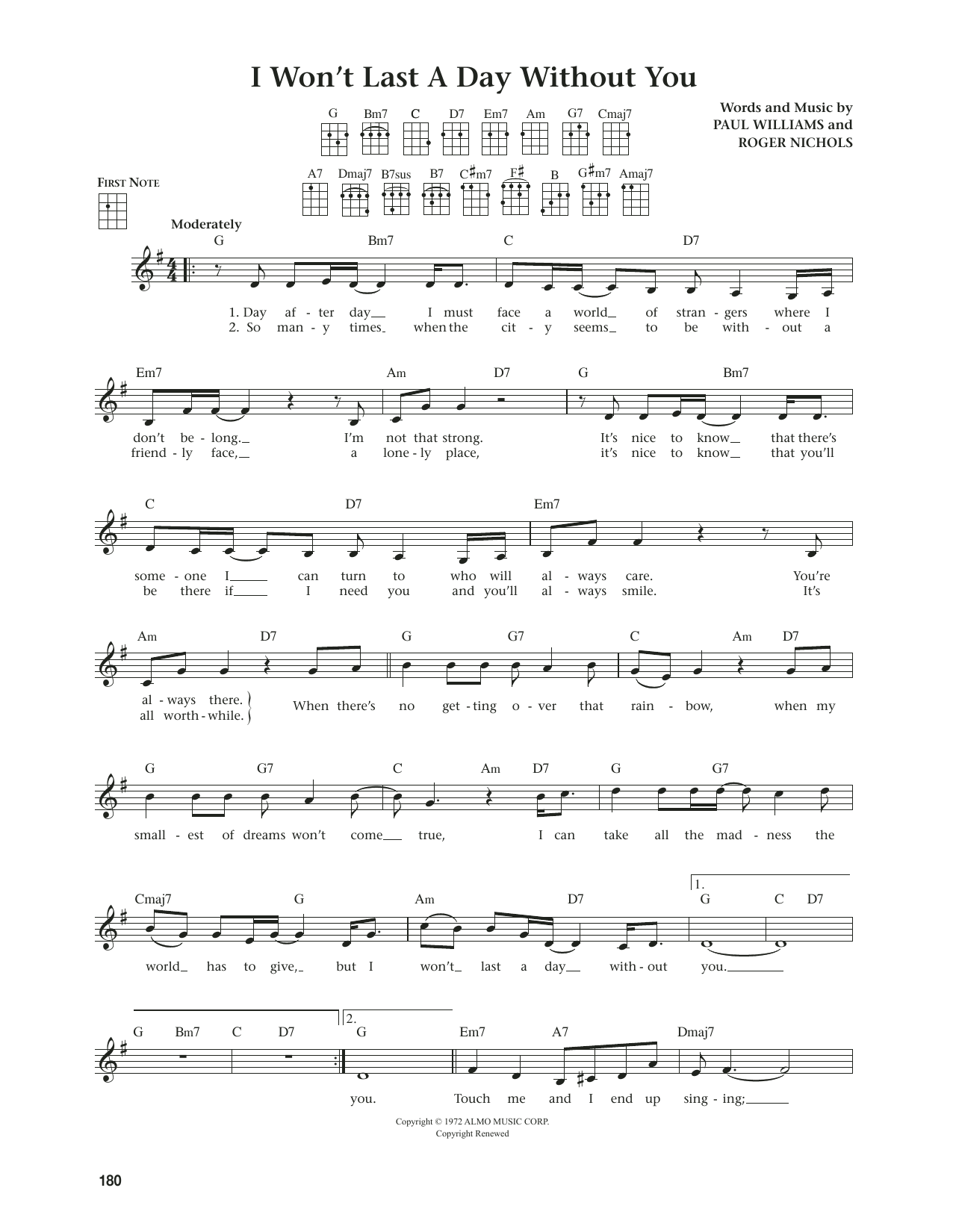 Produktgalerie: Seite 1 von 1 I Won't Last A Day Without You (from The Daily Ukulele) (arr. Jim Beloff), The Carpenters, Ukulele