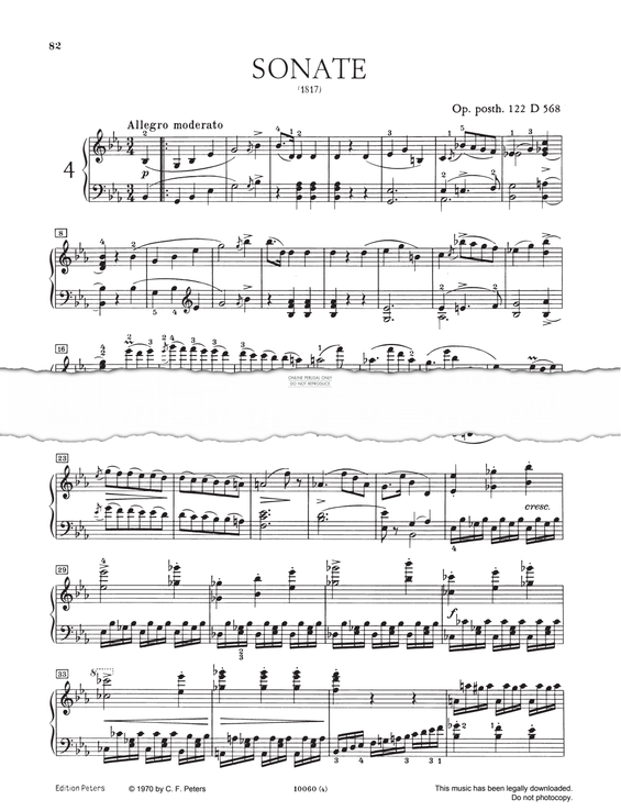 Produktgalerie: Seite 1 von 1 Piano Sonata Op. 122 D568, Franz Schubert, Klavier