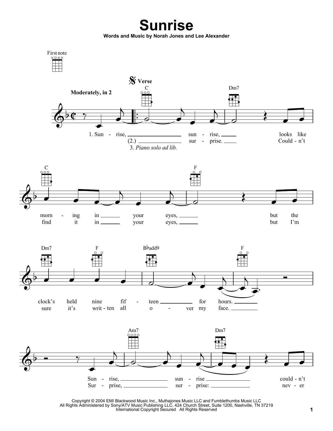 Product gallery: Page 1 of 1 Sunrise, Norah Jones