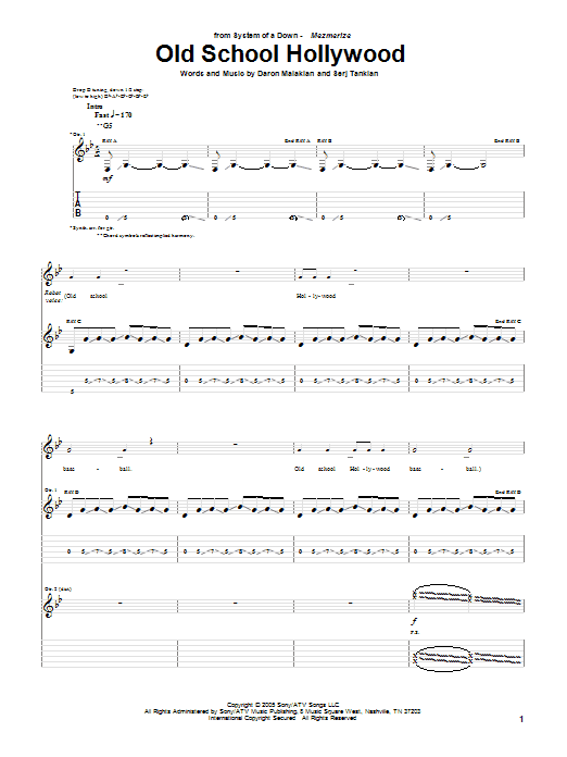 Produktgalerie: Seite 1 von 1 Old School Hollywood, System Of A Down, Gitarre